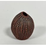 A Poole studio pottery seed style bud vase with incised dotted decoration, impressed mark verso