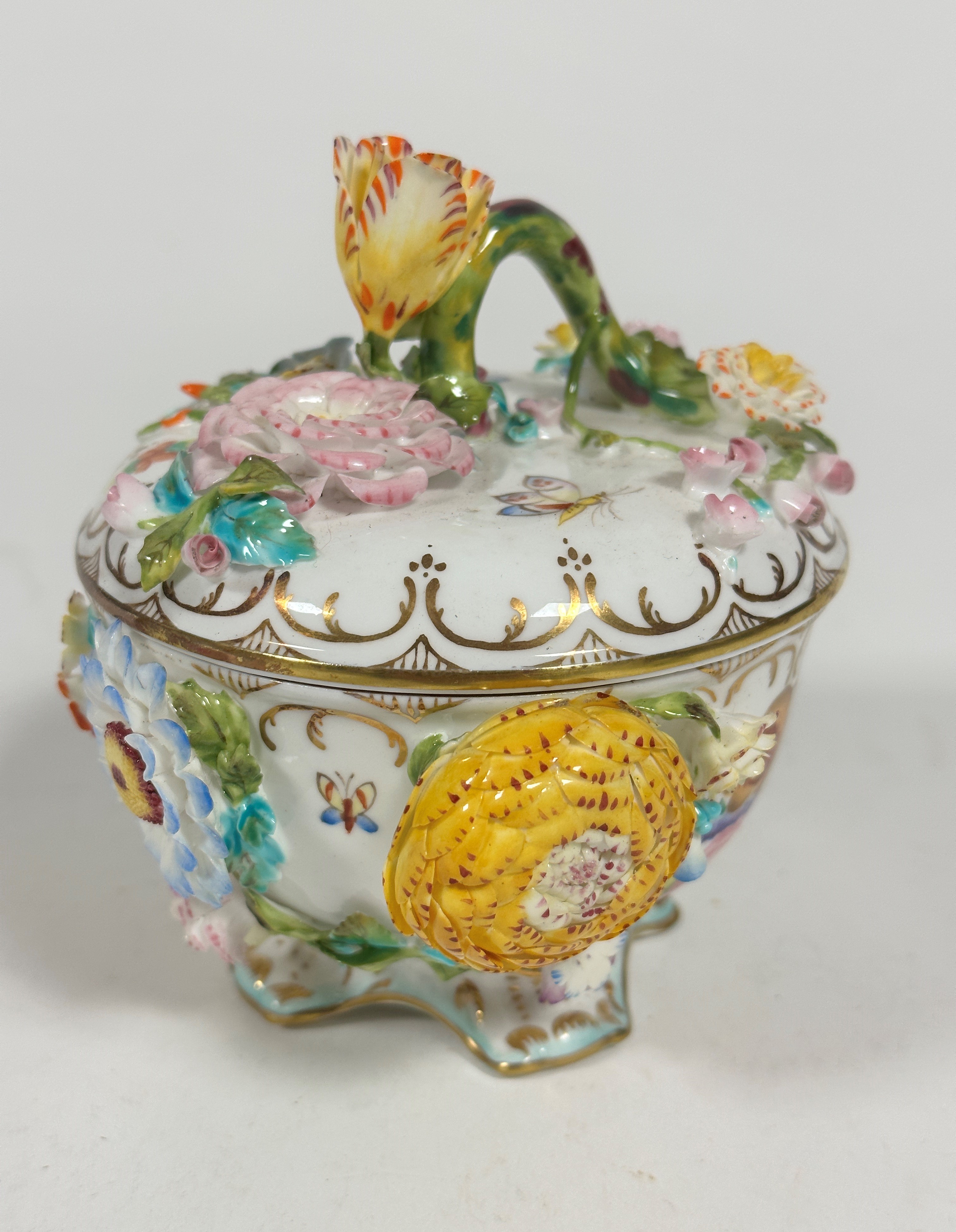 A Coalport Coalbrookdale posy dish and cover decorated in the Coalbrookdale style with floral - Image 2 of 7