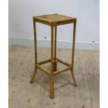 A Vintage bamboo and rattan jardiniere stand, H82cm, 42cm x 42cm