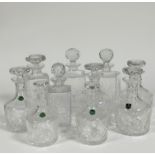 A group of ten crystal decanters, four made in Scotland, two made in Edinburgh. (10) (tallest h-