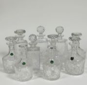 A group of ten crystal decanters, four made in Scotland, two made in Edinburgh. (10) (tallest h-