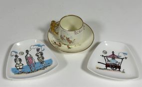 A Paragon tea cup and saucer from the Eileen Soper Playtime Nursery series and a pair of Foley "