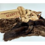 A 1920s lady's beaver fur stole with satin lining, (186cm) in good condition, shows no signs of moth