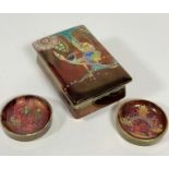 A Carlton Ware Rouge Royale rectangular cigarette box decorated with phoenix design, gilt