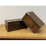 A 19th century mahogany tea caddy, (W27cm) together with another (W32cm)