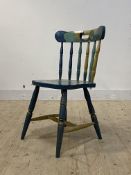 A hand painted spindle back chair, dated Scotland '99 H83cm