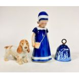 A Danish Bing & Grondahl porcelain figure of a young girl with blue and white cap and matching