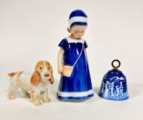 A Danish Bing & Grondahl porcelain figure of a young girl with blue and white cap and matching