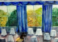 Janet Patterson, Alone in the Dining Room, watercolour, paper label verso, signed, dated 1982,