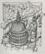 A print of St Paul's Cathedral London, perspex frame, (43cm x 30cm)