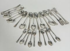 A collection of Epns including twelve Rat Tail pattern dessert spoons, six Old English pattern table