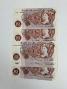 An envelope of 10 consecutive Fforde ten shilling notes uncirculated Bank of England.