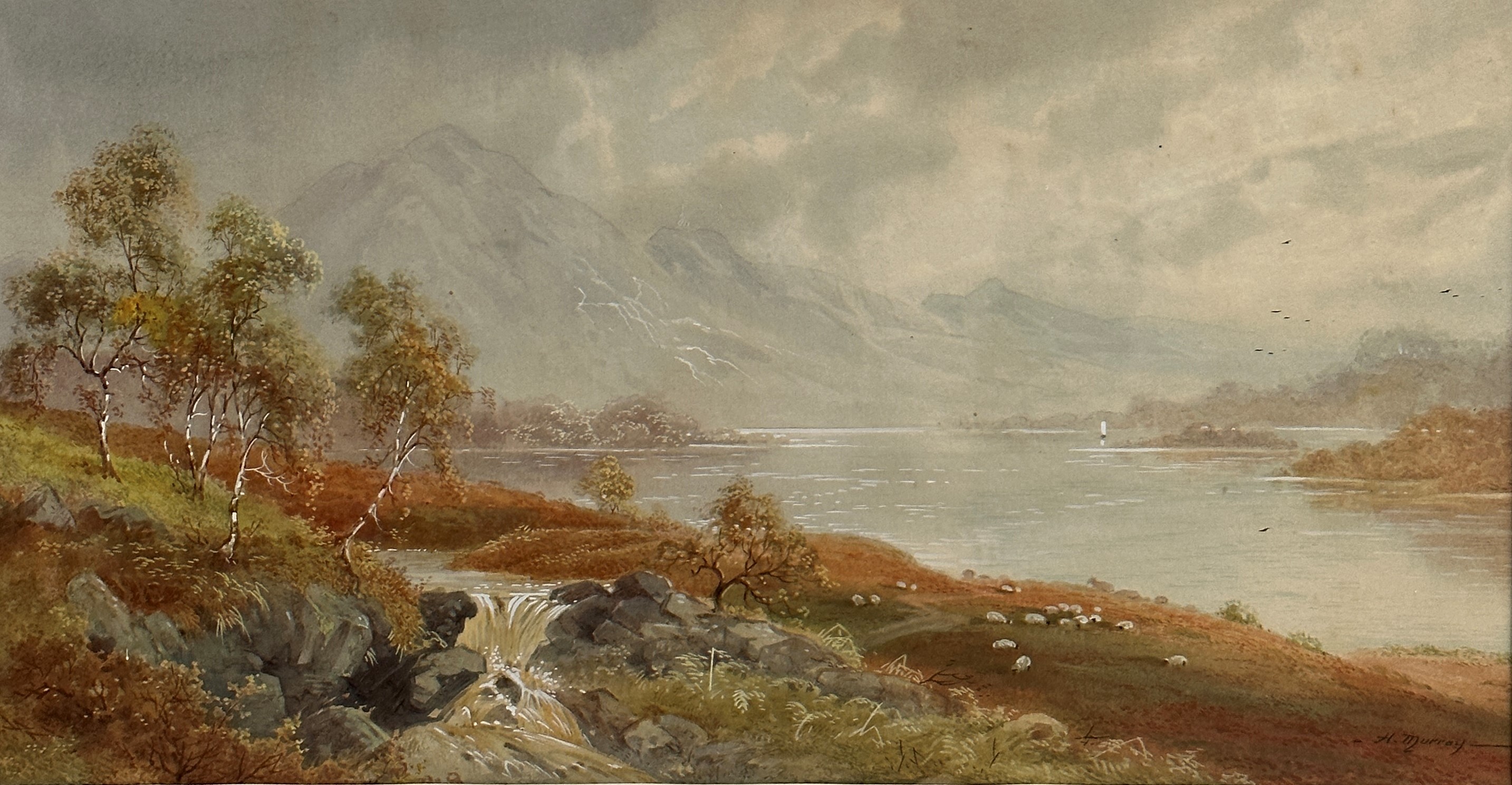 H Murray, Loch Achray, watercolour, signed bottom right, inscribed verso, gilt glazed mounted frame,