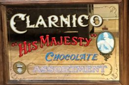 Clarnico, "His Majesty's" Chocolate Assortment Confectionary Mirror, pine moulded frame, (26cm x