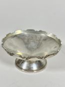 A Birmingham 1940 silver Art Deco style scalloped circular bon bon dish with crenulated style