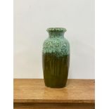 A 1970's West German baluster vase with speckled green underglaze, H39cm