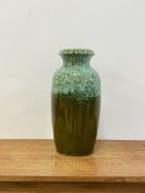 A 1970's West German baluster vase with speckled green underglaze, H39cm