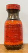 A 1970's West German ceramic vase in a red and brown under glaze H40cm