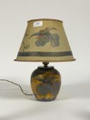 A Carlton ware Chinse bird and cloud pattern table lamp, well gilded and enamelled on a deep blue