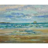 Bet Ramsey, Bass Rock, oil on panel, gilt composition frame, (38cm x 49cm)