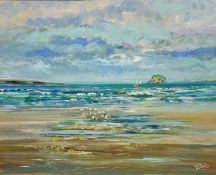 Bet Ramsey, Bass Rock, oil on panel, gilt composition frame, (38cm x 49cm)