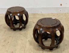 A pair of rosewood plant stands H35cm