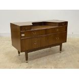 G-Plan, a mid century teak dressing table from the Librenza range, the recessed top with two trinket