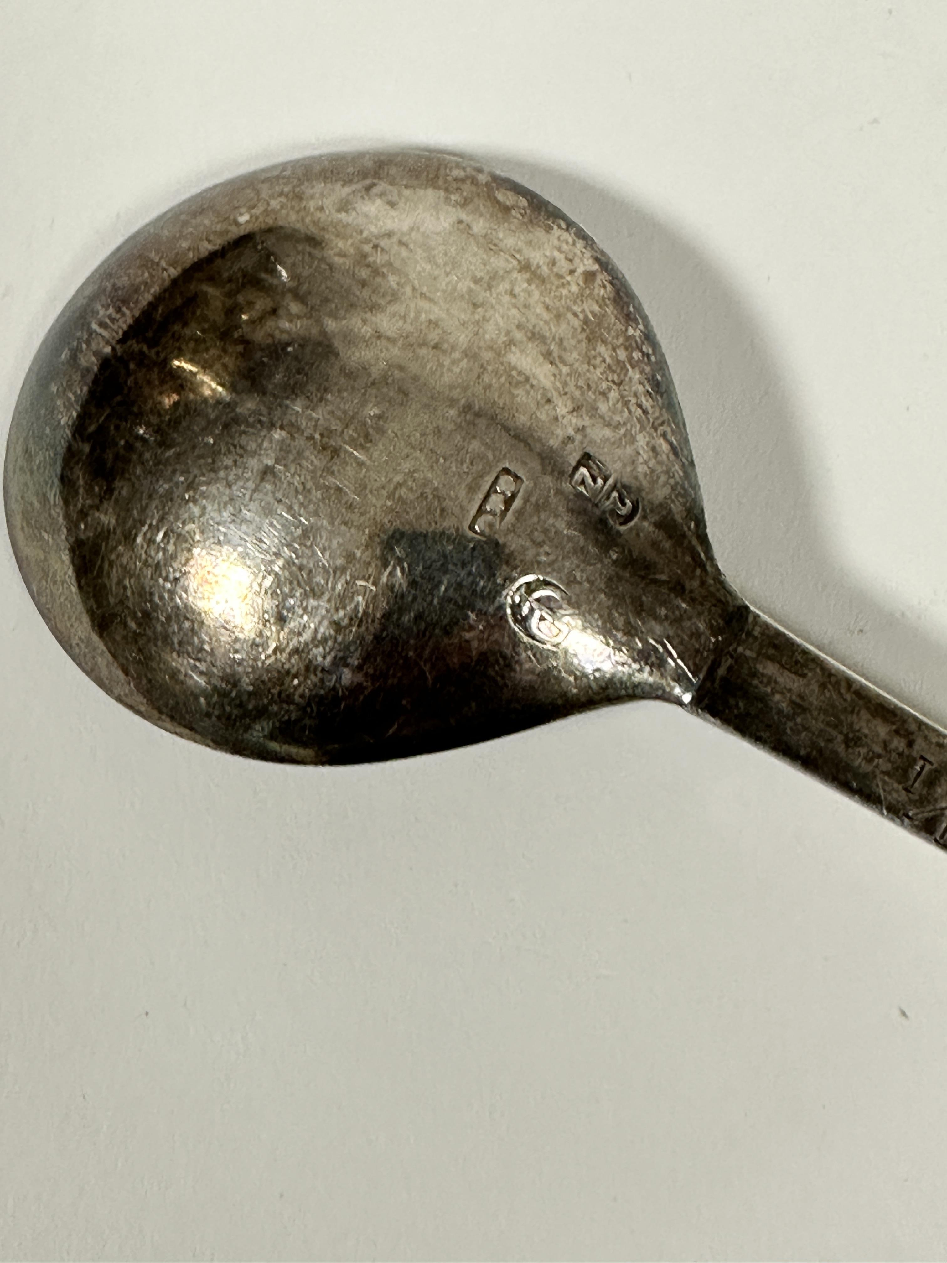 A 19thc Continental apostle spoon with spiral twist handle and figure holding a spear with scrolling - Image 4 of 4