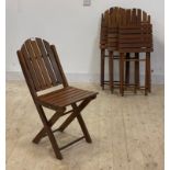A set of four slatted teak folding garden chairs H85cm