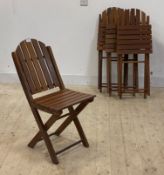 A set of four slatted teak folding garden chairs H85cm