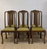 A set of six early 20th century mahogany high back dining chairs, H106cm
