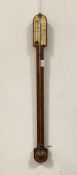 A 19th century mahogany stick barometer and thermometer with ivorine register (a/f) H90cm