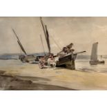 Joseph Thorburn Ross RSA (1849-1903) Fishing Boats on the River Tweed, watercolour, signed and dated