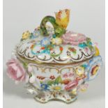 A Coalport Coalbrookdale posy dish and cover decorated in the Coalbrookdale style with floral