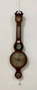 An early Victorian barometer and thermomter in an inlaid mahogany banjo pattern case, with