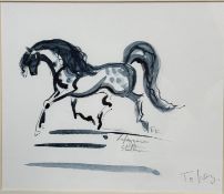 Terry Barron Kirkwood (Scottish) A Drawings of a Lipzzana, pencil and wash, signed bottom right with