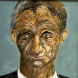 W Wingett, Man, oil on canvas, signed verso, dated 2012, pine frame, (29cm x 29cm)