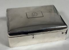 A George V silver cigarette or cigar box, Chester 1913, of plain oblong form, the cover engraved