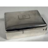 A George V silver cigarette or cigar box, Chester 1913, of plain oblong form, the cover engraved