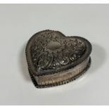 A large Victorian silver heart-form trinket box, Samuel Walton Smith, Birmingham 1889, the hinged