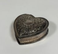 A large Victorian silver heart-form trinket box, Samuel Walton Smith, Birmingham 1889, the hinged