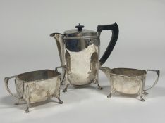 A George VI silver three piece coffee service, Cooper Brothers & Sons, Sheffield 1941, in the Art