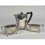 A George VI silver three piece coffee service, Cooper Brothers & Sons, Sheffield 1941, in the Art