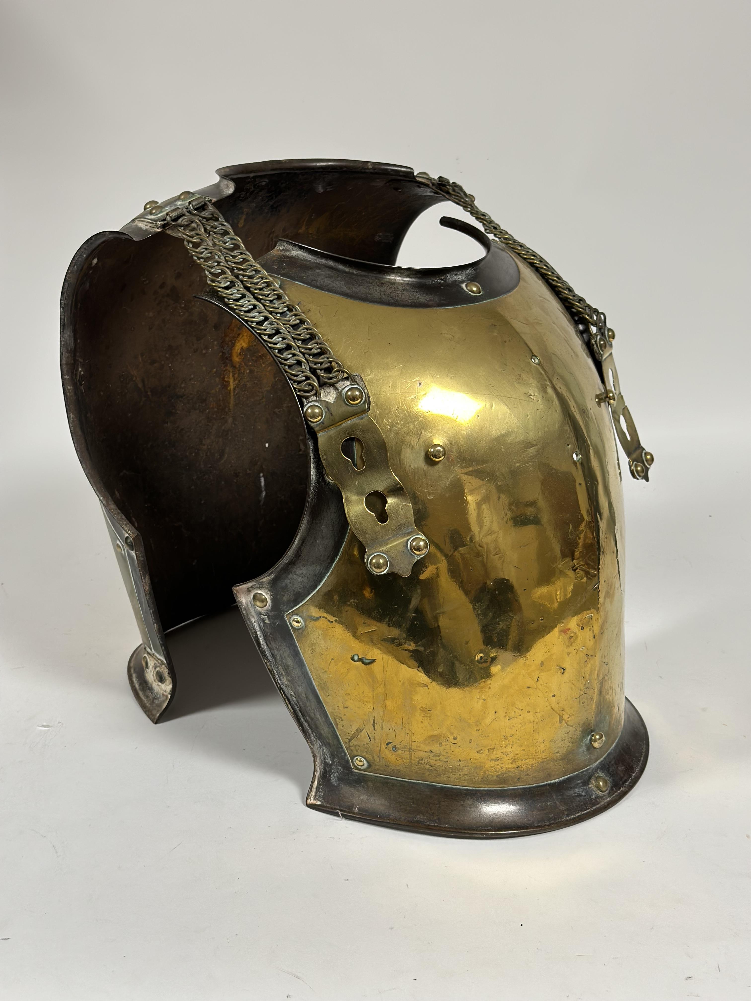 A French Second Empire Carabinier Trooper's brass and steel cuirass, of characteristic form, the