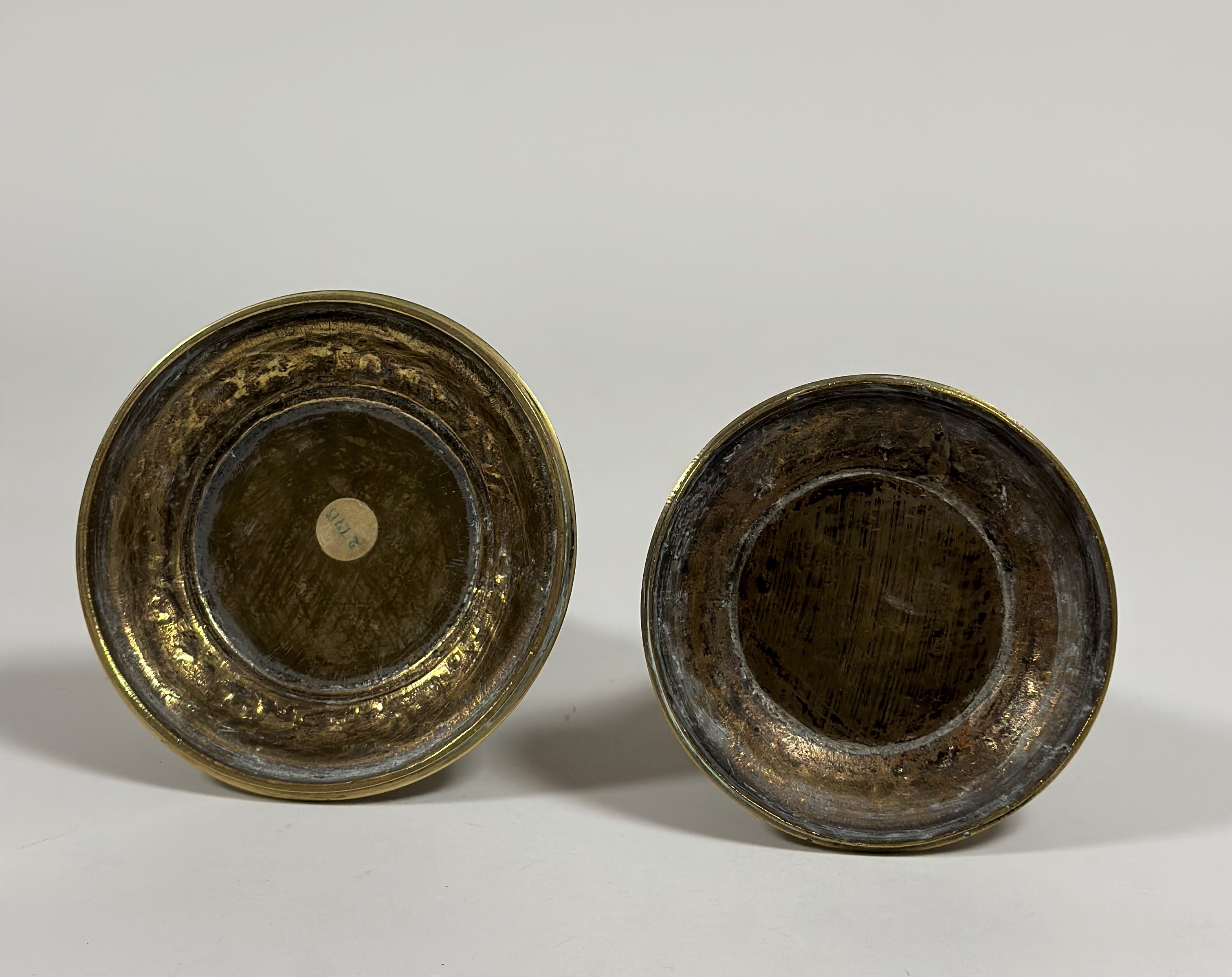 Two brass stupa, probably Indian, of characteristic design. 25cm and 21cm (2) - Image 2 of 4