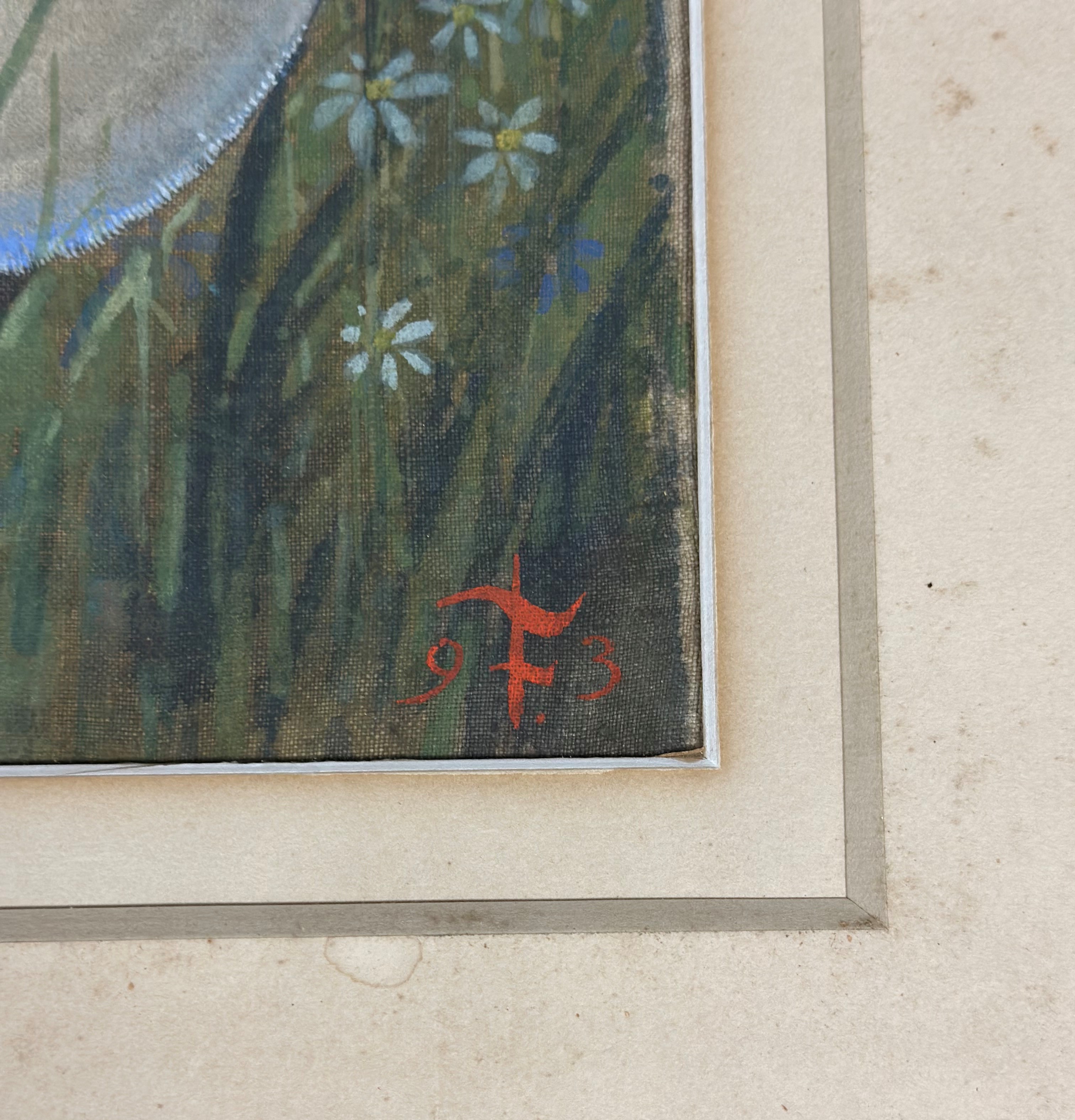 Scottish School, late 19th century, Study of a Siamese in Grasses, signed with a monogram lower - Image 2 of 2