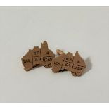 A pair of 9ct gold novelty cufflinks, each modelled as a map of Australia, engraved with the