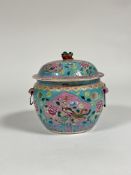 A Chinese Straits famille rose porcelain kamcheng and cover, probably c. 1900, of characteristic