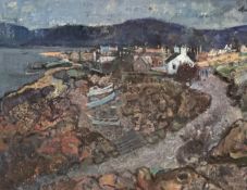 •Donald M. Shearer (Scottish, 1925-2017), A Highland Fishing Village, signed lower right, oil on