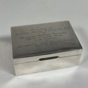 A silver cigarette box, Walker & Hall, Sheffield 1965, of plain oblong form, the cover with